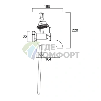 Настенный смеситель для ванны с душевым комплектом SIMAS EIFFEL, хром (EIBVI cr) - фото 2