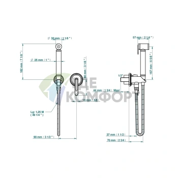 Гигиенический душ THG Corvair Fior di Bosco с однорычажным смесителем, хром (U8K-A02-5840/MBG) - фото 2
