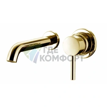 Смеситель настенный встраиваемый Bossini Oki с изливом 22 см, золото (Z005302.021) - фото 1