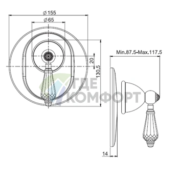Встроенный смеситель для душа FIMA Carlo Frattini Elizabeth Chic внешняя часть золото (F5089/1COR) - фото 2