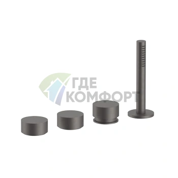 Смеситель на борт ванны Fantini AF/21: 4 отверстия, без излива, цвет Matt Gun Metal PVD (27 P5 A267) - фото 1