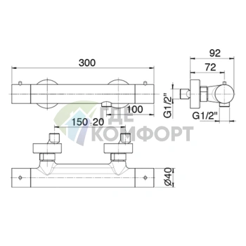 Термостатический смеситель для душа Fantini Lame настенный, хром (24 02 M030) - фото 2