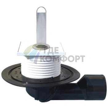 Трап HL80.2 с решеткой 100x100 мм с переливным стояком и выпуском в виде поворотного шарнира от 0° до 90° - фото 1