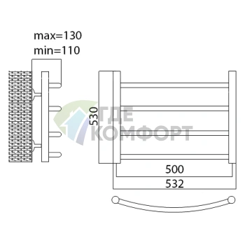 Полотенцесушитель электрический Terminus Классик П4 50x53 E R - фото 2