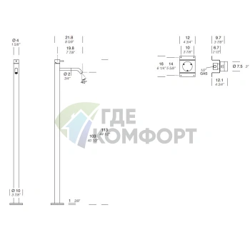 Напольный смеситель для ванны MILLDUE FLOW L05: полированная сталь, 113 см, без внутренней части (2565AL) - фото 2