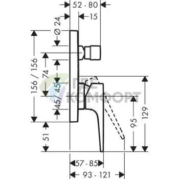 Смеситель для ванны с душем Hansgrohe Metropol - фото 2