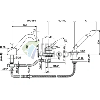 Однорычажный смеситель CISAL Arcana Royal для ванны на 3 отверстия, хром (AY00126021) - фото 2