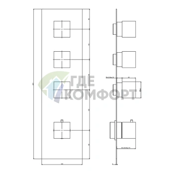 Термостатический смеситель для душа Fimatherm Zeta встроенный, 3 вентиля, хром (F3513X3CR) - фото 2