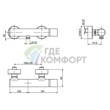 Смеситель для душа FIMA Carlo Frattini Nomos Go наружного монтажа, хром (F4165/1CR) - фото 2