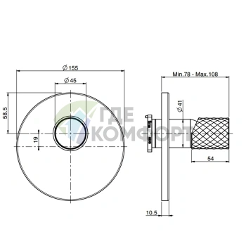 Смеситель для душа встроенный FIMA Carlo Frattini Spillo Tech с ручкой X (хром) (F3039X1XCR) - фото 2