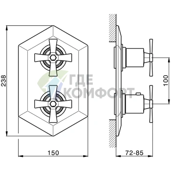 Термостатический смеситель для душа CISAL Cherie: стабильная температура и элегантный дизайн в розовом золоте и черном (CX0191007E) - фото 2