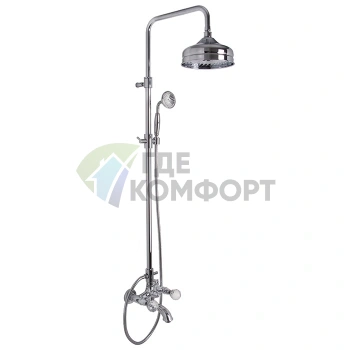 Смеситель для ванны FIMA|Carlo Frattini Elizabeth Chic с душевой стойкой и верхним душем 200 мм — хром (F5084/2CCR) - фото 1