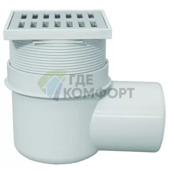 Трап HL72 с решеткой 147x147 мм-с сеткой для улавливания мусора-с горизонтальным выпуском DN110 - фото 1