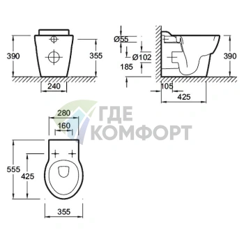 Приставной унитаз Jacob Delafon Ove E1584-00 - фото 2