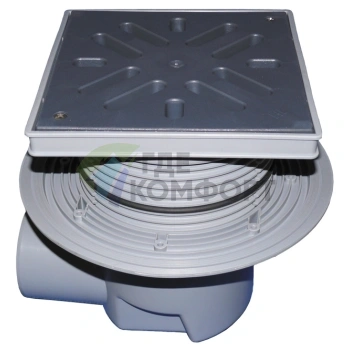 Трап HL615L с решеткой в подрамнике 226x226 мм-незамерзающим затвором и горизонтальным выпуском DN110 - фото 1