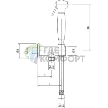 Гигиенический душ CISAL со шлангом 120 см и держателем в стильном хромированном исполнении (AR00791021) - фото 2