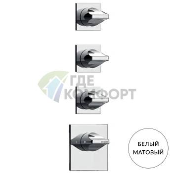Термостатический встраиваемый смеситель для душа BOSSINI APICE: 3 запорных вентиля, внешняя часть, матовый белый (Z035205.045) - фото 1