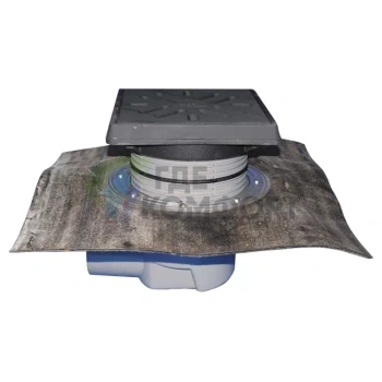 Трап HL615.1H с решеткой 226x226 мм-с гидроизоляционным полотном-грязеуловителем и горизонтальным выпуском DN110 - фото 1