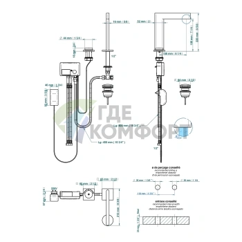 Электронный смеситель THG ICON-X TITANE для раковины с донным клапаном в полированном золоте (U7L-F01-170V) - фото 2