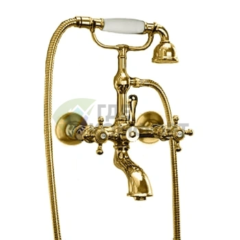 Смеситель для ванны Kerasan Retro с душем в золотом исполнении (739491 oro) - фото 1