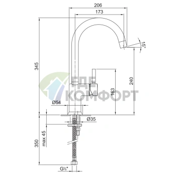 Смеситель для раковины Fantini Cafe с высоким изливом 175 мм, хром (42 02 1855F) - фото 2