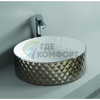 Раковина Artceram ROMBO накладная 44 см без отв под смесительитель без слив перелива цвет белый-платина - фото 1