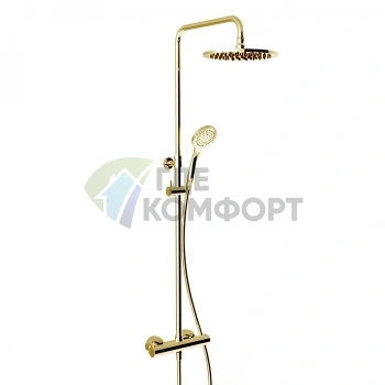 Душевая стойка GESSI Minimalistic с термостатом и верхним душем 250 мм в золотом цвете Gold PVD (35175#246) - фото 1