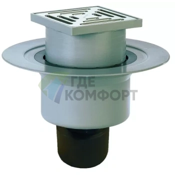 Трап HL317 с решеткой 147x147 мм и вертикальным выпуском DN160/110/75/50 - фото 1