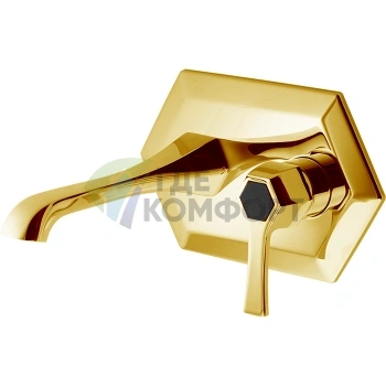 Смеситель CISAL Cherie для раковины настенный, излив 210 мм, цвет золото/черный (CH0055107C) - фото 1