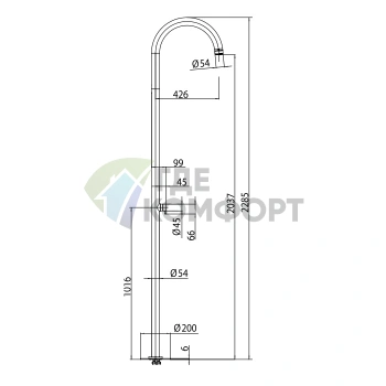 Душевая колонна BOSSINI AQUABAMBU напольная уличная с прогрессивным смесителем (L00370.030) - фото 2