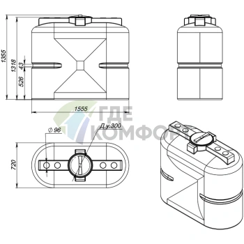 Емкость Экопром S 1000 литров oil для топлива - фото 3