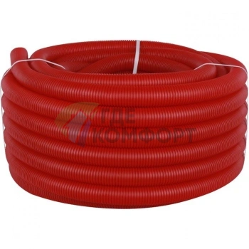 Труба гофрированная из полиэтилена 40 для труб диаметром 32, красная бухта 30 м Stout - фото 1