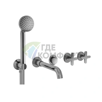 Смеситель для души Fantini Icona Classic встроенный на 2 выхода с ручным душем (хром) (53 02 R019B) - фото 1