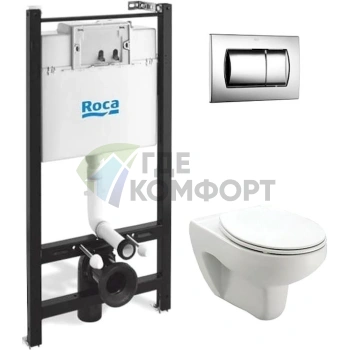 Комплект Roca Victoria с инсталляцией, унитазом, сиденьем и кнопкой - фото 1