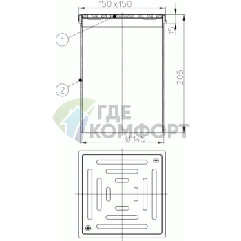 Надставной элемент HL66 с решеткой из нержавеющей стали - фото 2