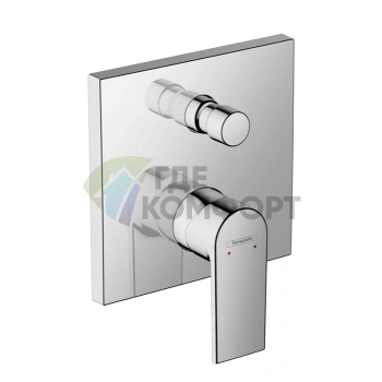 Встраиваемый смеситель для ванны Hansgrohe Vernis Shape с переключателем и защитой по EN 1717 (хром) (71469000) - фото 1