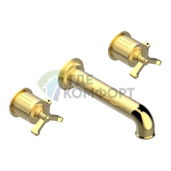 Смеситель для раковины THG HAMPTONS настенный двухвентильный золото (G4R-F01-40GB) - фото 1