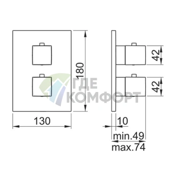 Термостат внешний Almar SQUARE CORE на 3 потребителя, хром (E176823.CR) - фото 2