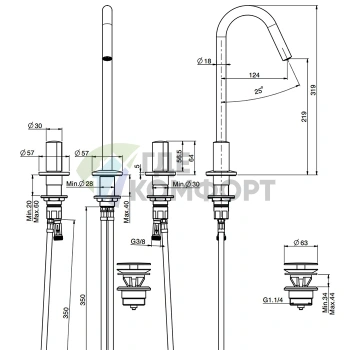 Смеситель для раковины FIMA Carlo Frattini So на 3 отверстия с поворотным изливом (F3191CCR) - фото 2