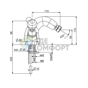 Смеситель для биде Carlo Frattini Elizabeth Chic FIMA: хром, 1 отверстие, донный клапан (F5092/2CCR) - фото 2