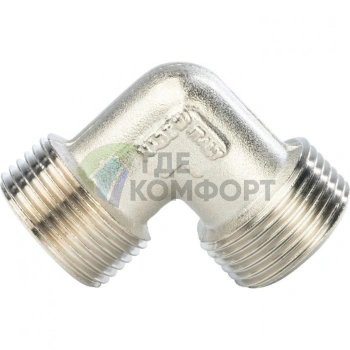 Угольник STOUT наружная резьба латунный НР 3/4 никелированный - фото 2