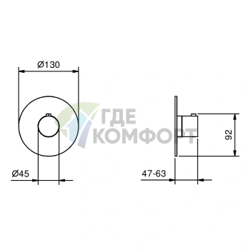 Термостатический встраиваемый смеситель для душа FANTINI Nostromo хром (87 02 G500B) - фото 2