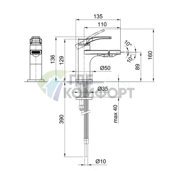 Смеситель для биде Fantini AL/23 хром (26 02 B008WF) - фото 2