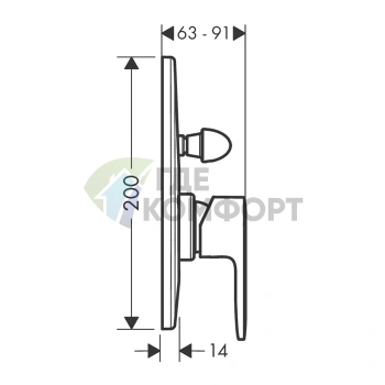 Встраиваемый смеситель для ванны Hansgrohe Vernis Blend с переключателем, хром (71449000) - фото 2