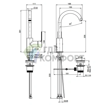 Смеситель для раковины FIMA Carlo Frattini Mast с вращающимся изливом и донным клапаном в цвете золото (F3151OR) - фото 2