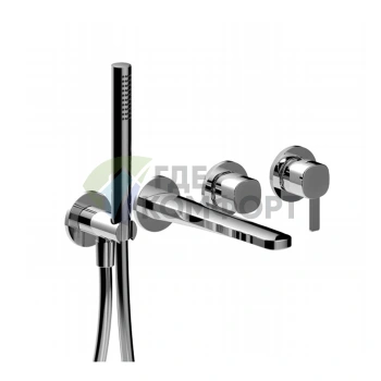 Встраиваемый смеситель для ванны Fantini Lame с ручным душем, излив 190 мм, 2 источника, хром (24 02 M121B) - фото 1