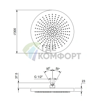 Элегантный верхний душ FANTINI 300 мм для вашей ванной комнаты в цвете Nickel PVD (79 95 K073) - фото 2