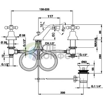 Смеситель для биде CISAL Arcana Ceramic в золотом цвете (AC00122024) - фото 2