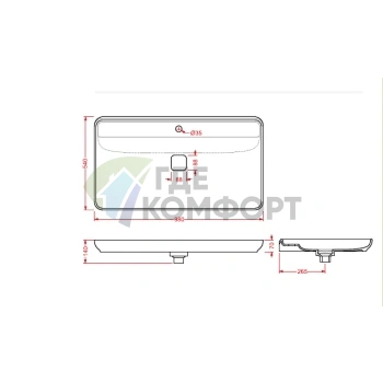 Раковина Artceram NAKED накладная на столешницу 98х54 см с 1 отв под смесительитель со сливом в комплекте цвет белый - фото 2