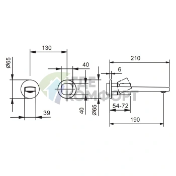 Смеситель для раковины Fantini Lame встраиваемый, хром (24 02 M011B) - фото 2